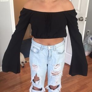 Off the shoulder black top